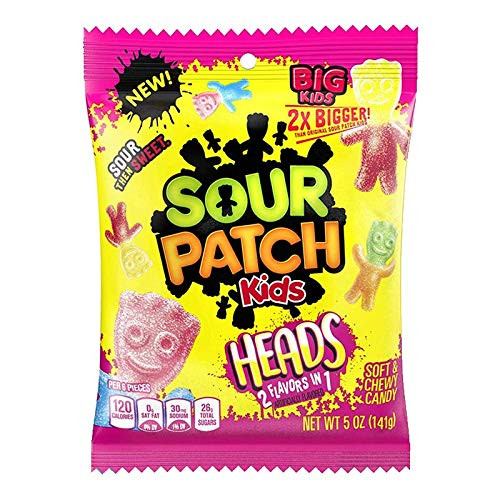 Sour Patch Kids Heads Soft and Chewy Candy  5 Ounce -- 12 per case-