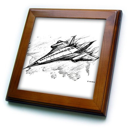 3dRose ft120611 Supersonic Jet Plane Framed Tile  8 by 8-Inch