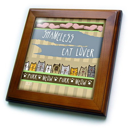 3dRose ft339961 Bunch of Cats Kittens Pets Animals Cute Original Folk Art Painting Framed Tile  8 by 8-Inch