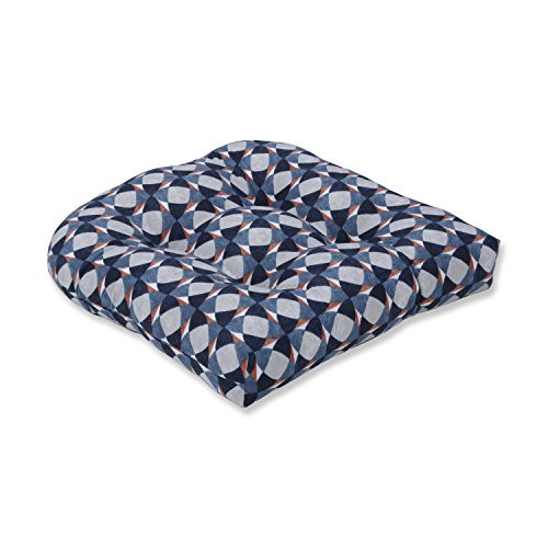 Pillow Perfect Indoor Echo Geo Admiral Wicker Seat Cushion  Blue  19 X 19 X 5