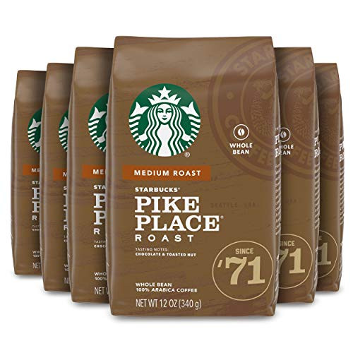 Starbucks Medium Roast Whole Bean Coffee  Pike Place Roast  6 bags 12 oz- each
