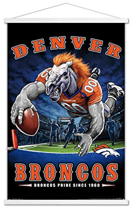Trends International NFL Denver Broncos - End Zone 17 Wall Poster with Wooden Magnetic Frame  22-375  x 34   Premium Print and White Hanger Bundle Trends International NFL Denver Broncos - End Zone 17 Wall Poster with Wooden Magnetic Frame  22-375  x 34   Premium Print and White Hanger Bundle