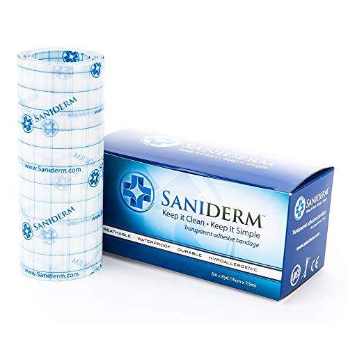 Saniderm Tattoo Aftercare Bandage   6 in x 8 yd Roll   Clear Adhesive Antibacterial Wrap