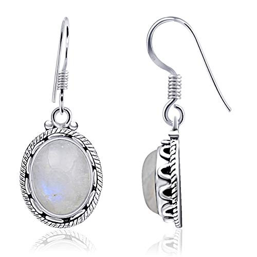 White Moonstone 8-00 Ct Oval 925 Sterling Silver Nickle Free Dangle Earrings Christmas Gifts For Women By Orchid Jewelry
