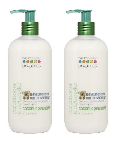 Nature s Baby Organics Baby Conditioner and Detangler  Moisturizing Tear Free Hair Conditioner For Kids Organic Ingredients  Sulfate and Paraben Free  Coconut Pineapple  32 oz ea  2 Pack
