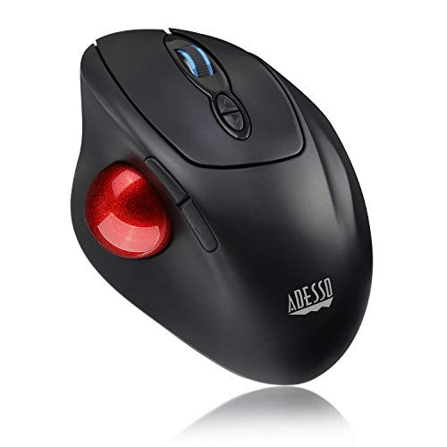 Adesso iMouse T30 Wireless Ergonomic Thumb Trackball Mouse with Nano USB Receiver  Programmable 7 Button Design  and 5 Level DPI Switch