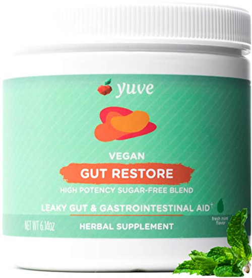 Yuve Gut Health Restore for Leaky Gut Repair Supplement - Vegan   Non-GMO - Bloating  Heartburn  Constipation  Gas  SIBO Relief - with L-Glutamine  Licorice  Aloe - Pharmaceutical Grade - 30 Servings