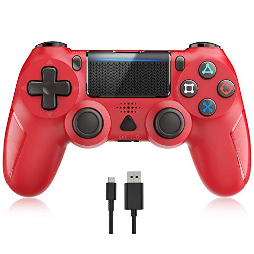 Wireless Controller for PS4  Y Team Gamepad Remote Joystick Controller Compatible with Playstation 4-PS4 Slim-Pro Console  Support Dual Vibration  6-axis Gyro Sensor Audio Jack Red