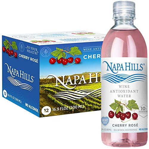 Napa Hills Wine Antioxidant Water - Cherry Flavored Wine Water Non-Alcoholic Resveratrol Enriched Drink - No Wine Taste No Carbs No Calories Sugar Free Cherry Rose Pack of 12 Napa Hills Wine Antioxidant Water - Cherry Flavored Wine Water Non-Alcoholic Resveratrol Enriched Drink - No Wine Taste No Carbs No Calories Sugar Free Cherry Rose Pack of 12