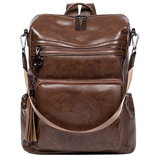 Backpack Purse for Women Fashion Two Toned Leather Designer Travel Large Ladies Shoulder Bags with Tassel coffee Backpack Purse for Women Fashion Two Toned Leather Designer Travel Large Ladies Shoulder Bags with Tassel coffee