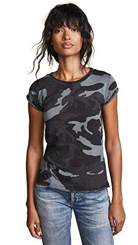 Free People Women s Camo Clare Tee  Black Combo  X-Small