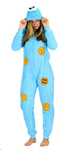Sesame Street Women s Licensed Sleepwear Adult Costume Union Suit Pajama XS-3X Nom Nom Blue  1X