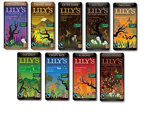 Lily s Chocolate Sampler 9 Pack 1 of each Original  Coconut  Crispy Rice Almond  Creamy Milk Salted Almond  Milk Extra Dark Blood Orange  Sea Salt
