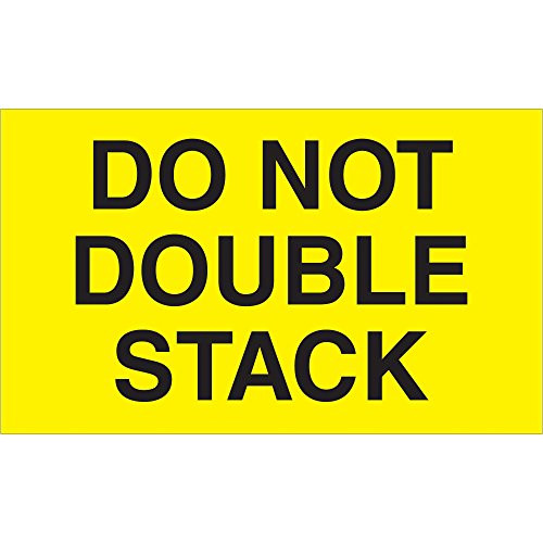 Tape Logic Labels  Do Not Double Stack   3  x 5   Fluorescent Yellow  500-Roll