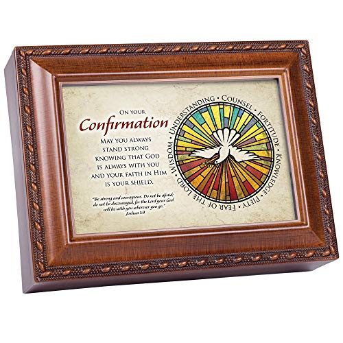 Cottage Garden Confirmation God with You Woodgrain Rope Traditional Music Box Plays Friend in Jesus