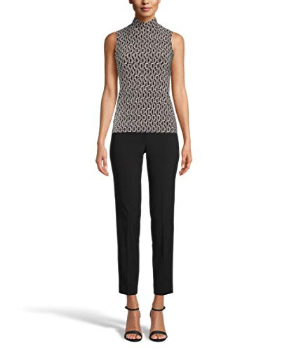 Anne Klein Women s Sleeveless Mockneck Knit TOP  Anne Black-Devonshire Combo  M