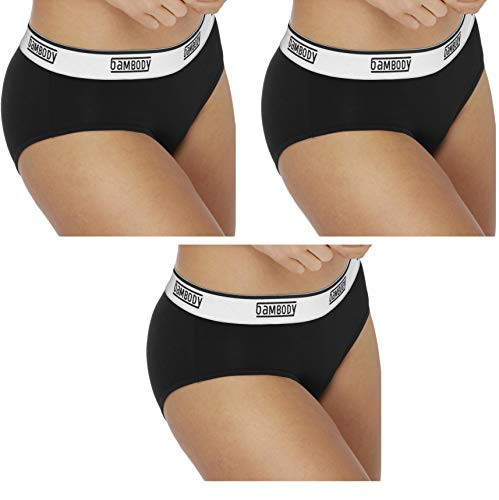 Absorbent Hipster  Sporty Period Panties   Protective Active Wear Underwear X-LARGE  3 PACK BLACK