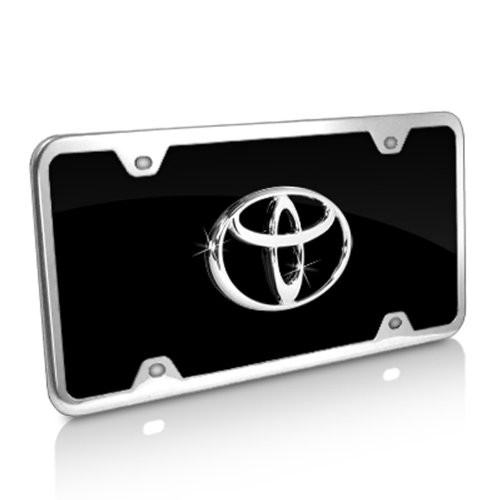 TOYOTA Logo Black Acrylic License Plate with Chrome Frame Kit