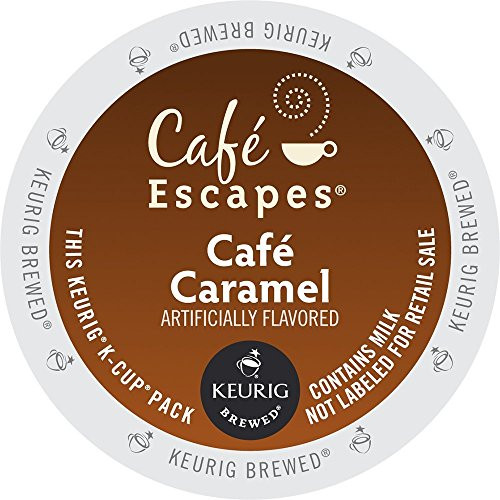 Cafe Escapes Keurig K Cups, Caramel, 0.51oz(14.6g)/netwt 12.3 oz(350g)48 Count