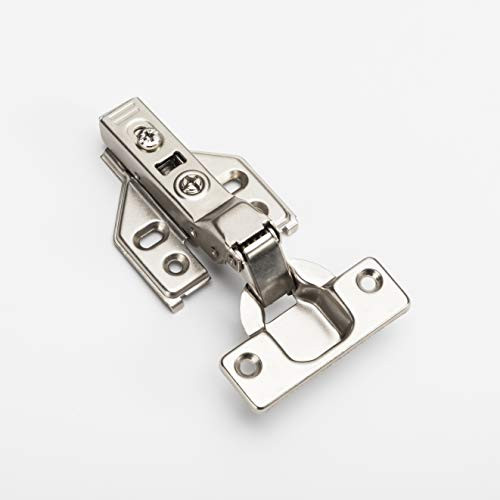 Luokim 20pack Clip-on Soft Closing Hinge European Half Overlay Concealed Hinge Fit for Frameless Cabinet Nickel Plated-