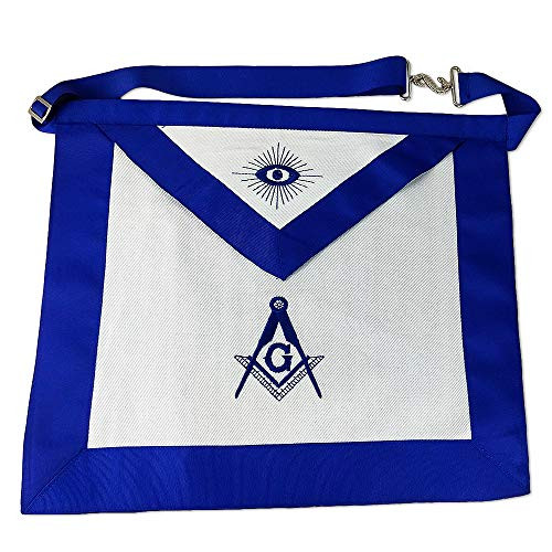 JYG Masonic Master Mason Apron-Blue Lodge White Cloth with Embroidery