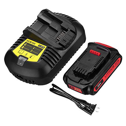 FirstPower 2-5Ah 20V DCB205 Battery - Compatible with Dewalt 20V Li-ion Cordless Power Tools  DCB205 Charger for Dewalt 12V-20V Li-ion Battery