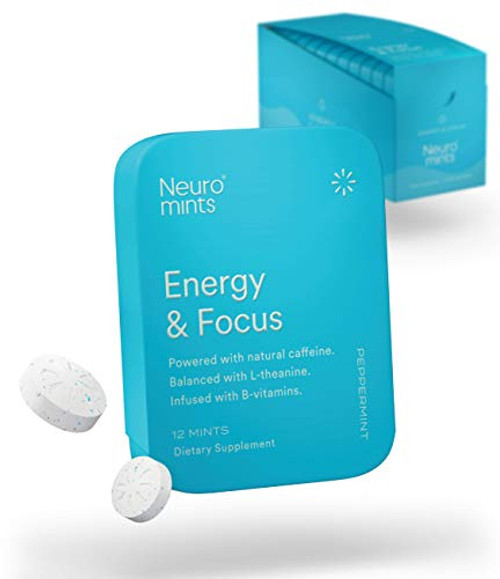 Neuro Mints Nootropic Energy Mints   Caffeine  L-theanine  B Vitamins   Sugar Free  Gluten free  Vegan 12 Pack  144 Pieces  Mint