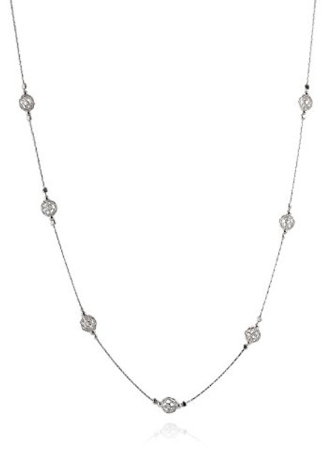Stera Jewelry Elegant 925 Sterling Silver Necklace with Wire Mesh Net Bead Stations 18 4 Inches Stera Jewelry Elegant 925 Sterling Silver Necklace with Wire Mesh Net Bead Stations 18 4 Inches