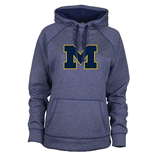 Ouray Sportswear NCAA Michigan Wolverines Adult Women W Transit Hood  X-Large  Navy Heather-Midnight Navy