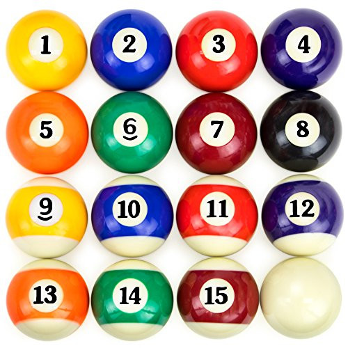 Felson Billiard Supplies Precision Engineered Billiard Balls - Full Set of 16 Balls for Pool Tables, Includes Eight Ball & White Cue Ball