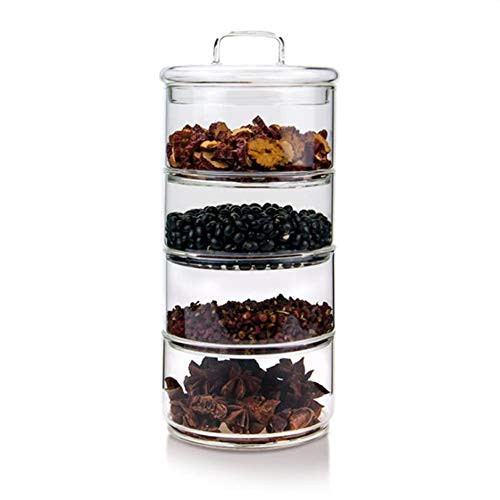 Chiatai Glass Storage Jars with Glass Lids Multi-Tier Stackable Containers Kitchen Food Canisters Airtight Glass Jar 4 stack