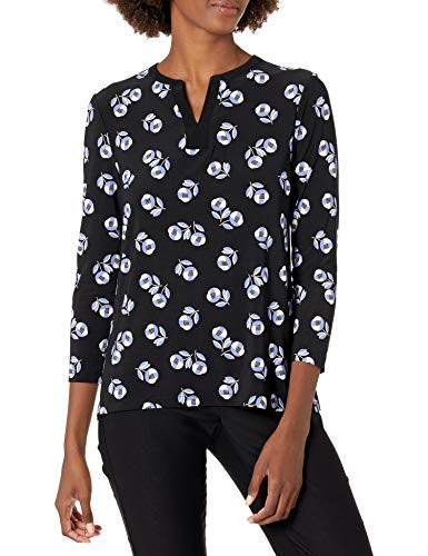 Anne Klein Women s V-Neck Tunic  Anne Black-RAINSHADOW Combo  XS