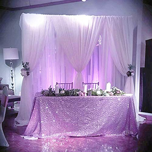 B-COOL Rectangle Sequin Tablecloth Lilac Sparkle Tablecloth Glitz Tablecloth Sequin Table Cloth for Romantic Birthday Party Event Lavender 90X132 inches