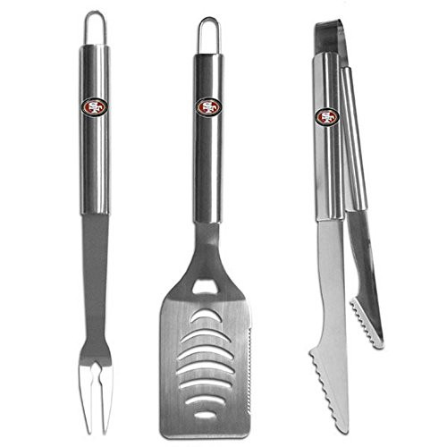 NFL Siskiyou Sports Fan Shop San Francisco 49ers Stainless Steel BBQ Set 3 piece Brushed Metal