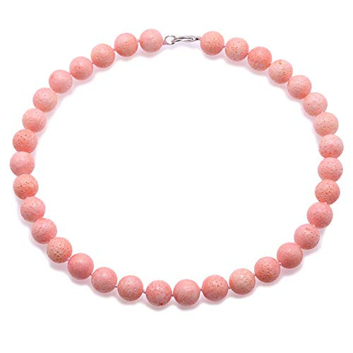JYX Coral Jewelry for Women 14mm Pink Round Coral Beads Single Strand Gemstone Necklace For Women 18 JYX Coral Jewelry for Women 14mm Pink Round Coral Beads Single Strand Gemstone Necklace For Women 18