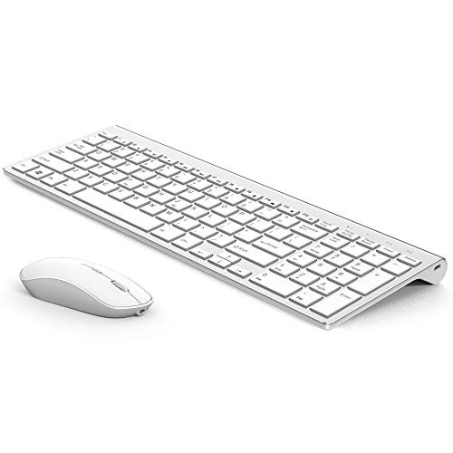 Wireless Keyboard Mouse  J JOYACCESS Aluminum Metal Wireless Keyboard and Mouse  Rechargeable Ergonomic Design Ful-Sized Numeric Keypad  Adjustable High DPI 2400 for Windows-Smart TV-Gaming Silver