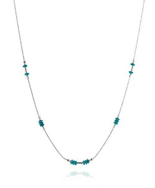 Stera Jewelry Graceful 925 Sterling Silver Compressed Turquoise Bead Necklace 18 4 Inches Stera Jewelry Graceful 925 Sterling Silver Compressed Turquoise Bead Necklace 18 4 Inches