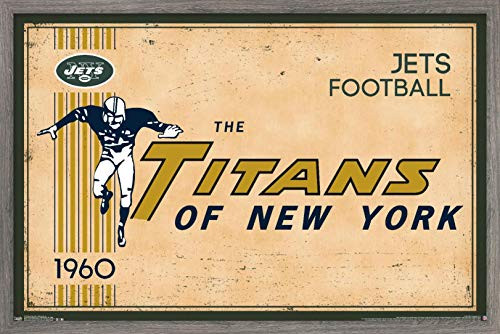Trends International NFL New York Jets - Retro Logo 14 Wall Poster  22-375  x 34   Barnwood Framed Version