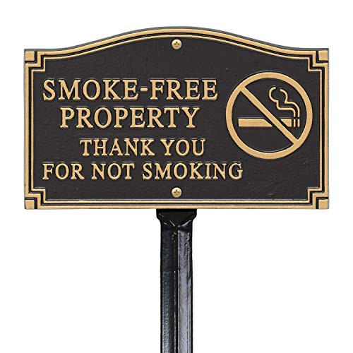 SmartSign Smoke Free Property Sign for Yard  Thank You for Not Smoking Garden Plaque   5-75  x 9-5  Aluminum Plaque with 18  Black Lawn Stake  Premium No Smoking Sign