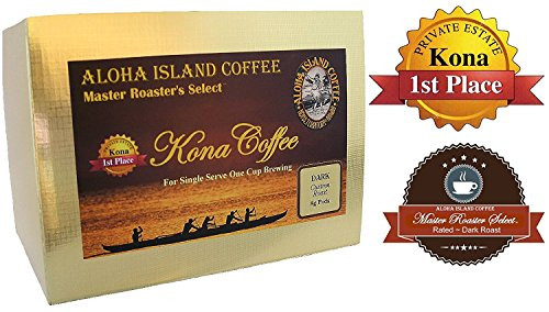 Aloha Island Coffee Kona Coffee  Dark Custom Roast  8g Pods