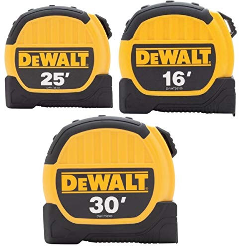 Dewalt DWHT3610579 16ft- 25ft- and 30ft- Tape Measure Combo Pack  Yellow-Black