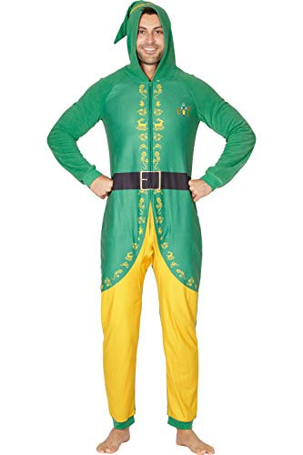 INTIMO Elf The Movie Mens Buddy The Elf One Piece Costume Pajama Set  Green  XL