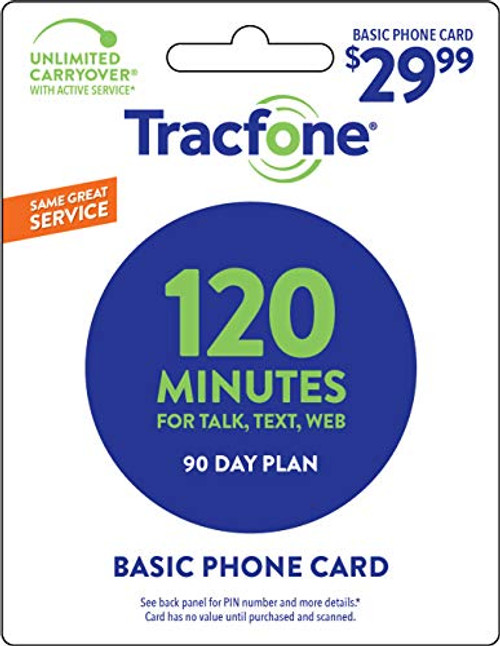 Tracfone 120 Minutes - Units for 90 Days - Tracfone Nationwide Prepaid Wireless Refill Pin Mail Delivery