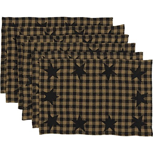 VHC Brands Classic Country Primitive Tabletop Kitchen - Star Placemat Set of 6 Black VHC Brands Classic Country Primitive Tabletop Kitchen - Star Placemat Set of 6 Black