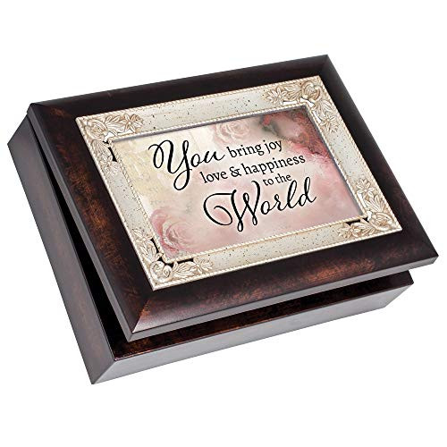 Cottage Garden Love and Happiness Burlwood 8 x 6 Woodgrain Music Box Plays Unchained Melody