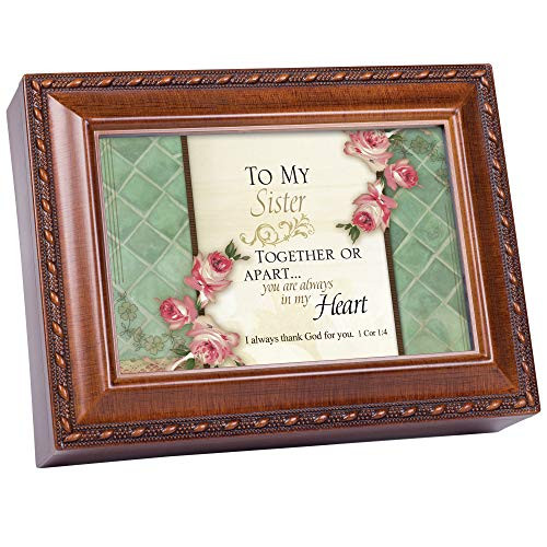 Cottage Garden Sister Always in My Heart Woodgrain Rope Trim Music Box Plays Friend in Jesus Cottage Garden Sister Always in My Heart Woodgrain Rope Trim Music Box Plays Friend in Jesus