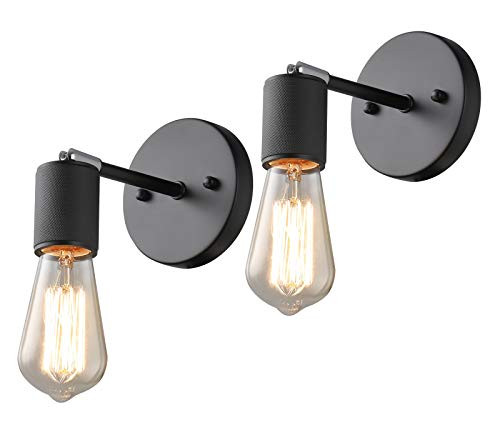 Industrial Wall Sconces Set of Two Wall Sconce Lighting 2 Pack  180° Adjustable Small Wall Light  Black Farmhouse Sconces Wall Lighting  Mid Century Wall Lamp for Kitchen Bedroom Bedside Entrance