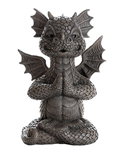 Pacific Giftware Garden Dragon Meditating Yoga Dragon Garden Display Decorative Accent Sculpture Stone Finish 10 Inch Tall