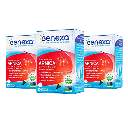 Genexa Arnica Advantage  300 Tablets 3 Pack   Certified Organic   Non-GMO  Physician Formulated  homeopathic   Pain Relief Medicine