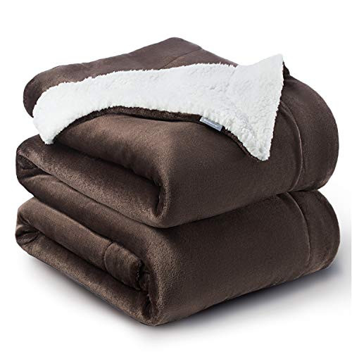 BEDSURE Sherpa Fleece Blanket Queen Size Brown Plush Throw Blanket Fuzzy Soft Blanket Microfiber